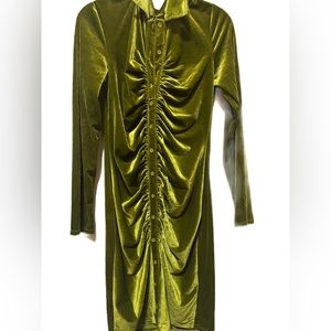 Fashion nova green long dress. Velvet felt material. Size Large.